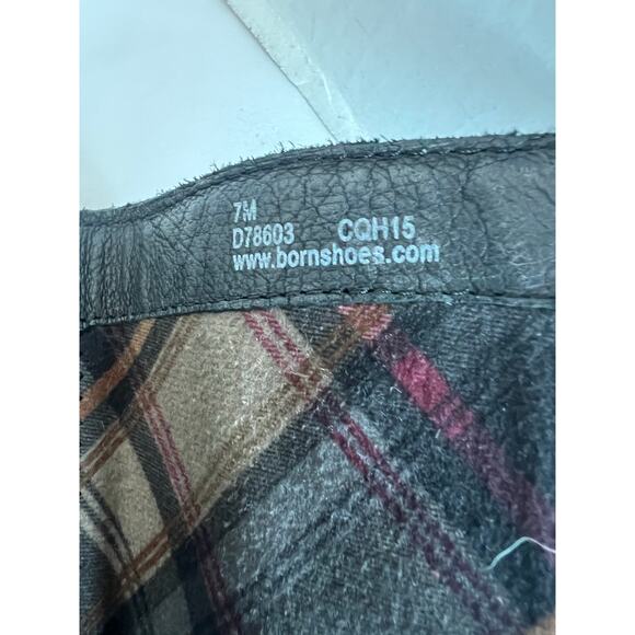 Born Helen Black Leather Knee High Zip Closure Round Toe Stacked Heel Boots 7 - Picture 8 of 15